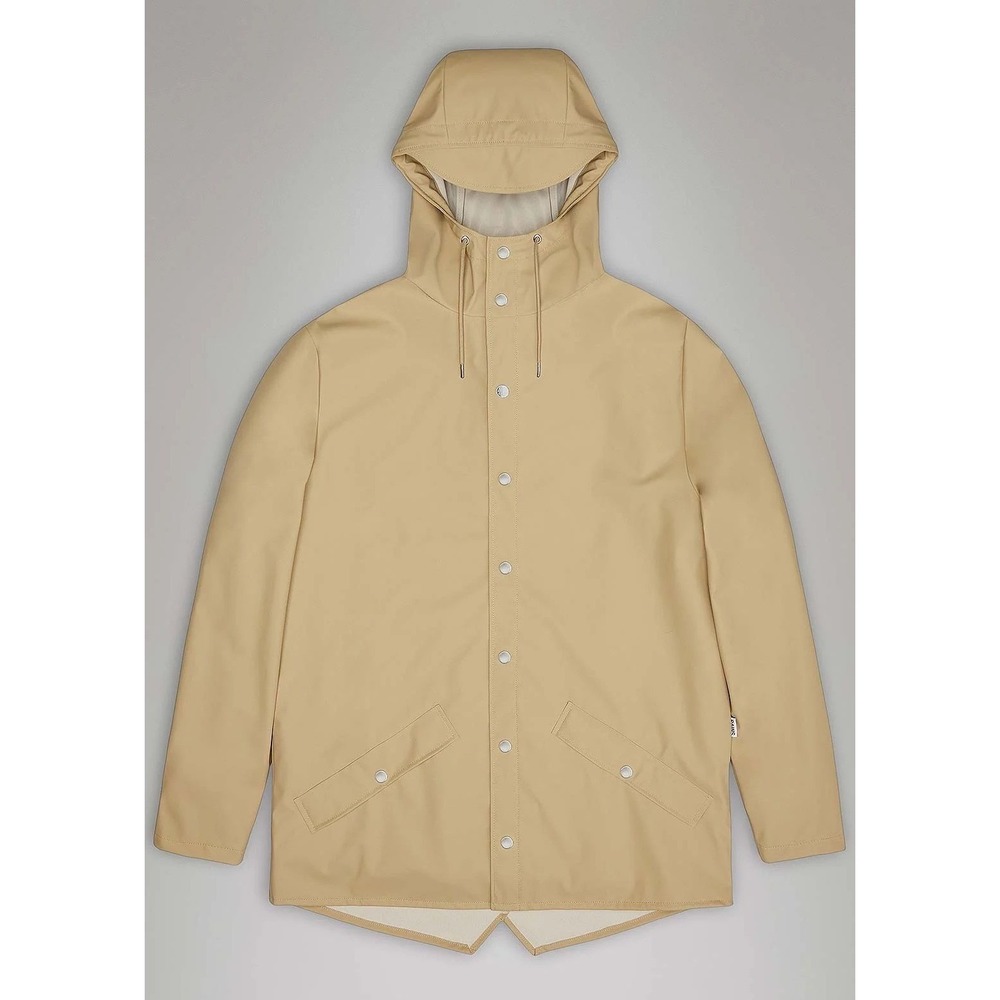 RAINS Unisex Jacket W3 12010 Sand‎ Waterproof Raincoat Hooded Size XL